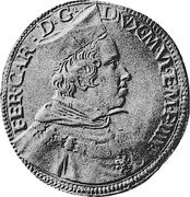 Italy 1/2 Ducatone Ferdinando Gonzaga ND KM# 27 FER CAR D G DVX M VI ET M F IIII coin obverse Italy 1/2 Ducatone Ferdinando Gonzaga ND KM# 27 FER CAR D G DVX M VI ET M F IIII coin obverse