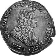 Italy 1/2 Filippo Carlo VI 1728 KM# 152 CAROLVS VI D G IMP ET HIS REX 1736 coin obverse Italy 1/2 Filippo Carlo VI 1728 KM# 152 CAROLVS VI D G IMP ET HIS REX 1736 coin obverse