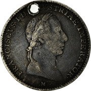 Italy 1/2 Lira Francesco I 1822 M C# 5.2 FRANCISCVS I D G AVSTRIAE IMPERATOR M coin obverse Italy 1/2 Lira Francesco I 1822 M C# 5.2 FRANCISCVS I D G AVSTRIAE IMPERATOR M coin obverse