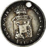 Italy 1/2 Lira Francesco I 1822 M C# 5.2 LOMB ET VEN REX A A 1824 1/2 LIRA coin reverse Italy 1/2 Lira Francesco I 1822 M C# 5.2 LOMB ET VEN REX A A 1824 1/2 LIRA coin reverse