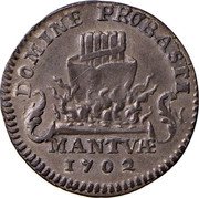 Italy 1/2 Lira (Mezza Lira) Ferdinando Carlo Gonzaga 1702 KM# 240 DOMINE PROBASTI MANTVAE 1702 coin obverse Italy 1/2 Lira (Mezza Lira) Ferdinando Carlo Gonzaga 1702 KM# 240 DOMINE PROBASTI MANTVAE 1702 coin obverse
