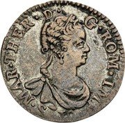 Italy 1/2 Lira (Mezza Lira) Maria Theresa 1754 KM# 261 S 10 MAR THR D G ROM IMP coin obverse Italy 1/2 Lira (Mezza Lira) Maria Theresa 1754 KM# 261 S 10 MAR THR D G ROM IMP coin obverse