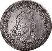 Italy 1/2 Scudo Ferdinando Carlo Gonzaga 1702 KM# 238 FERD CAR D G DVX MANT MONT CAR GVAS coin obverse