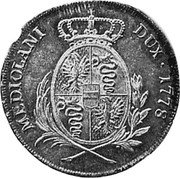 Italy 1/2 Scudo (70 Soldi; 3 Lire) Maria Theresa 1778 KM# 190 MEDIOLANI DUX 1778 coin reverse Italy 1/2 Scudo (70 Soldi; 3 Lire) Maria Theresa 1778 KM# 190 MEDIOLANI DUX 1778 coin reverse