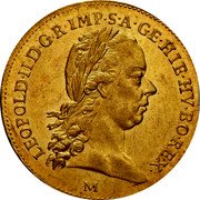 Italy 1/2 Sovrano Leopold II 1792 M KM# 232 LEOPOLD II D G R IMP S A GE HIE HV BO REX M coin obverse Italy 1/2 Sovrano Leopold II 1792 M KM# 232 LEOPOLD II D G R IMP S A GE HIE HV BO REX M coin obverse