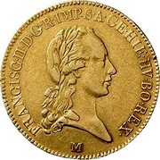 Italy 1/2 Sovrano Francesco II 1800 For similar coins with other mint marks refer to Austrian Netherlands KM# 248 FRANCISC II D G R IMP S A GE HIE HV BO REX coin obverse Italy 1/2 Sovrano Francesco II 1800 For similar coins with other mint marks refer to Austrian Netherlands KM# 248 FRANCISC II D G R IMP S A GE HIE HV BO REX coin obverse
