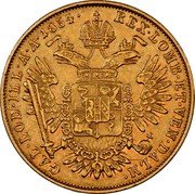 Italy 1/2 Sovrano Franz Joseph I 1854 M C# 40.1 REX LOMB ET VEN DALM GAL LOD ILL A A 1854 . coin reverse Italy 1/2 Sovrano Franz Joseph I 1854 M C# 40.1 REX LOMB ET VEN DALM GAL LOD ILL A A 1854 . coin reverse