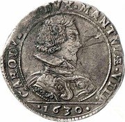 Italy 1/4 Ducatone Carlo I 1629 KM# 132 CAROLVS D G DVX MANTVÆ VIII 1630 coin obverse Italy 1/4 Ducatone Carlo I 1629 KM# 132 CAROLVS D G DVX MANTVÆ VIII 1630 coin obverse