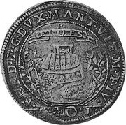 Italy 1/4 Ducatone Ferdinando Gonzaga ND KM# 26 FERD D G DVX MANT VI ET M F IV FIDES 40 coin obverse Italy 1/4 Ducatone Ferdinando Gonzaga ND KM# 26 FERD D G DVX MANT VI ET M F IV FIDES 40 coin obverse