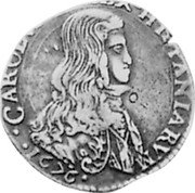 Italy 1/4 Filippo Carlo II 1676 KM# 87 CAROLVS II REX HISPANIARVM coin obverse Italy 1/4 Filippo Carlo II 1676 KM# 87 CAROLVS II REX HISPANIARVM coin obverse