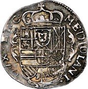 Italy 1/8 Filippo Carlo III. Milan 1707 KM# 115 MEDIOLANI DVX ET C coin reverse Italy 1/8 Filippo Carlo III. Milan 1707 KM# 115 MEDIOLANI DVX ET C coin reverse