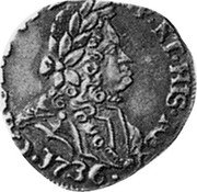 Italy 1/8 Filippo Carlo VI 1736 KM# 155 CAROLVS VI D G IMP ET HIS REX coin obverse