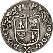 Italy 10 Soldo Carlo VI 1727 KM# 137 MEDIO X DVX ET coin reverse