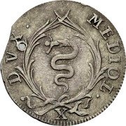 Italy 10 Soldo Maria Theresa 1771 KM# 176 MEDIOL DVX X coin reverse Italy 10 Soldo Maria Theresa 1771 KM# 176 MEDIOL DVX X coin reverse