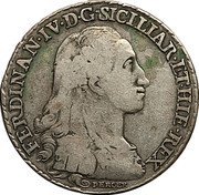 Italy 100 Grana Ferdinando IV 1784 PERGER//C-CC KM# 190 FERDINAN IV D G SICILIAR ET HIE REX PERCER coin obverse