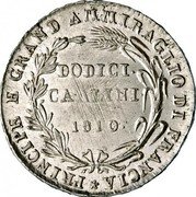 Italy 12 Carlini Joachim Murat 1810 Stack's Saint Ludovico sale 4-09, choice AU realized $13,000. KM# 250 PRINCIPE E GRAND' AMMIRAGLIO DI FRANCIA DODICI CARLINI 1810 coin reverse Italy 12 Carlini Joachim Murat 1810 Stack's Saint Ludovico sale 4-09, choice AU realized $13,000. KM# 250 PRINCIPE E GRAND' AMMIRAGLIO DI FRANCIA DODICI CARLINI 1810 coin reverse
