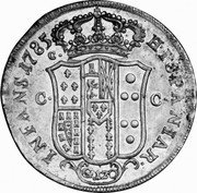 Italy 120 Grana Ferdinando IV 1785 BP//C-CC KM# 191 HISPANIAR INFANS G 120 coin reverse Italy 120 Grana Ferdinando IV 1785 BP//C-CC KM# 191 HISPANIAR INFANS G 120 coin reverse