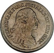 Italy 120 Grana Ferdinando IV 1787 DP//C-CC KM# 198 FERDINAN IV D G SICILIAR ET HIE REX D P coin obverse Italy 120 Grana Ferdinando IV 1787 DP//C-CC KM# 198 FERDINAN IV D G SICILIAR ET HIE REX D P coin obverse