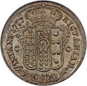 Italy 120 Grana Ferdinando IV 1787 DP//C-CC KM# 198 HISPANIAR INFANS 1787 C C G 120 coin reverse Italy 120 Grana Ferdinando IV 1787 DP//C-CC KM# 198 HISPANIAR INFANS 1787 C C G 120 coin reverse