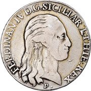Italy 120 Grana Ferdinando IV 1798 P//M-AP KM# 215 FERDINAN IV D G SICILIAR ET HIE REX coin obverse Italy 120 Grana Ferdinando IV 1798 P//M-AP KM# 215 FERDINAN IV D G SICILIAR ET HIE REX coin obverse