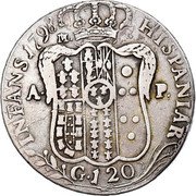 Italy 120 Grana Ferdinando IV 1798 P//M-AP KM# 215 HISPANIAR INFANS 1795 G 120 M. A.P. coin reverse Italy 120 Grana Ferdinando IV 1798 P//M-AP KM# 215 HISPANIAR INFANS 1795 G 120 M. A.P. coin reverse