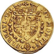 Italy 2 Doppie (4 Ducati) Carlo I 1629 KM# 146 ET MONTIS FERRATI ETC FIDES coin reverse Italy 2 Doppie (4 Ducati) Carlo I 1629 KM# 146 ET MONTIS FERRATI ETC FIDES coin reverse