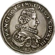 Italy 2 Ducatone Francesco I d'Este. Modena 1631 DAV# 4030 FRANCISCVS I MVT REG E C DVX VIII 1631 coin obverse Italy 2 Ducatone Francesco I d'Este. Modena 1631 DAV# 4030 FRANCISCVS I MVT REG E C DVX VIII 1631 coin obverse