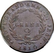 Italy 2 Grana Joachim Murat 1810 KM# 252 PRIN E GRAND' AMMI DI FRAN 1810 2 GRANA coin reverse Italy 2 Grana Joachim Murat 1810 KM# 252 PRIN E GRAND' AMMI DI FRAN 1810 2 GRANA coin reverse