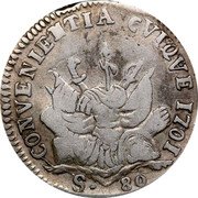 Italy 2 Lira (80 Sesini) Ferdinando Carlo Gonzaga 1701 KM# 237 CONVENIENTIA CVIQVE S 80 1701 coin reverse Italy 2 Lira (80 Sesini) Ferdinando Carlo Gonzaga 1701 KM# 237 CONVENIENTIA CVIQVE S 80 1701 coin reverse
