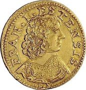 Italy 2 Scudo D'oro Francesco I d'Este ND (1652) FR# 783 FRAN I ESTENSIS coin obverse Italy 2 Scudo D'oro Francesco I d'Este ND (1652) FR# 783 FRAN I ESTENSIS coin obverse