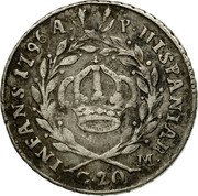 Italy 20 Grana Ferdinando IV 1796 P//AP-M KM# 210 HISPANIAR INFANS G 20 coin reverse Italy 20 Grana Ferdinando IV 1796 P//AP-M KM# 210 HISPANIAR INFANS G 20 coin reverse