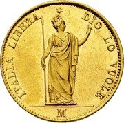 Italy 20 Lira Lombardy Venetia 1848 M C# 23 DIO LO VUOLE ITALIA LIBERA M coin reverse Italy 20 Lira Lombardy Venetia 1848 M C# 23 DIO LO VUOLE ITALIA LIBERA M coin reverse