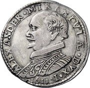 Italy 28 Bolognini Alessandro I 1618 KM# 67 ALEXANANDER MIRANDVLÆ DVX I 1618 coin obverse Italy 28 Bolognini Alessandro I 1618 KM# 67 ALEXANANDER MIRANDVLÆ DVX I 1618 coin obverse