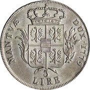 Italy 3 Lira Maria Theresa 1779 KM# 270 MANTVÆ DUX 3 LIRE coin reverse Italy 3 Lira Maria Theresa 1779 KM# 270 MANTVÆ DUX 3 LIRE coin reverse