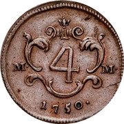 Italy 4 Cavalli Carlo. Naples 1750 DeG//MM KM# 156 4 M M 1750 coin reverse Italy 4 Cavalli Carlo. Naples 1750 DeG//MM KM# 156 4 M M 1750 coin reverse