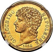 Italy 40 Lire Joachim Murat 1813 KM# 266 GIOACCHINO NAPOLEONE 1813 coin obverse Italy 40 Lire Joachim Murat 1813 KM# 266 GIOACCHINO NAPOLEONE 1813 coin obverse