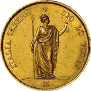 Italy 40 Lira Lombardy Venetia 1848 M C# 24 ITALIA LIBERA DIO LO VUOLE M coin reverse Italy 40 Lira Lombardy Venetia 1848 M C# 24 ITALIA LIBERA DIO LO VUOLE M coin reverse