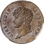 Italy 5 Centesimi Joachim Murat 1813 KM# 261 GIOACCHINO NAPOLEONE coin obverse Italy 5 Centesimi Joachim Murat 1813 KM# 261 GIOACCHINO NAPOLEONE coin obverse