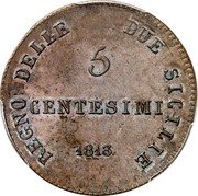 Italy 5 Centesimi Joachim Murat 1813 KM# 261 REGNO DELLE DUE SICILIE 5 CENTESIMI 1813 coin reverse Italy 5 Centesimi Joachim Murat 1813 KM# 261 REGNO DELLE DUE SICILIE 5 CENTESIMI 1813 coin reverse