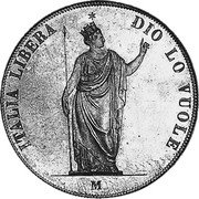 Italy 5 Lira Lombardy Venetia 1848 M C# 22.3 ITALIA LIBERA DIO LO VUOLE M coin reverse Italy 5 Lira Lombardy Venetia 1848 M C# 22.3 ITALIA LIBERA DIO LO VUOLE M coin reverse