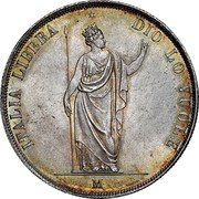 Italy 5 Lira Lombardy Venetia 1848 M C# 22.1 ITALIA LIBERA DIO LO VUOLE M coin reverse Italy 5 Lira Lombardy Venetia 1848 M C# 22.1 ITALIA LIBERA DIO LO VUOLE M coin reverse