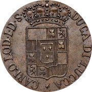 Italy 5 Quattrini Lucca Coinage 1826 KM# A35 CARLO LOD I D S DUCA DI LUCCA coin obverse