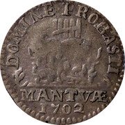 Italy 5 Soldo Ferdinando Carlo Gonzaga 1702 KM# 239 DOMINE PROBASTI MANTVAE 1702 coin obverse Italy 5 Soldo Ferdinando Carlo Gonzaga 1702 KM# 239 DOMINE PROBASTI MANTVAE 1702 coin obverse