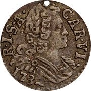 Italy 5 Soldo Carlo VI 1732 KM# 251 CAR VI R I S A 1732 coin obverse Italy 5 Soldo Carlo VI 1732 KM# 251 CAR VI R I S A 1732 coin obverse