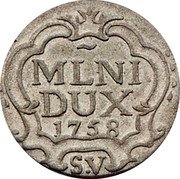 Italy 5 Soldo Maria Theresa 1758 KM# 170 MLNI DUX 1758 S.V coin reverse Italy 5 Soldo Maria Theresa 1758 KM# 170 MLNI DUX 1758 S.V coin reverse