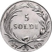 Italy 5 Soldo Maria Theresa 1780 KM# 188 5 SOLDI 17 80 coin reverse Italy 5 Soldo Maria Theresa 1780 KM# 188 5 SOLDI 17 80 coin reverse