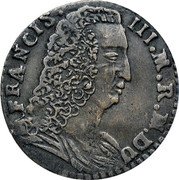 Italy 6 Bolognini 8 Denari Francesco III d'Este. Modena 1750 C# 7 FRANCIS III M R M DU coin obverse Italy 6 Bolognini 8 Denari Francesco III d'Este. Modena 1750 C# 7 FRANCIS III M R M DU coin obverse