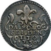 Italy 6 Bolognini 8 Denari Francesco III d'Este. Modena 1750 C# 7 DA BOLOG SEI DEN OTTO 1750 coin reverse Italy 6 Bolognini 8 Denari Francesco III d'Este. Modena 1750 C# 7 DA BOLOG SEI DEN OTTO 1750 coin reverse