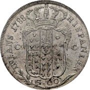 Italy 60 Grana Ferdinando IV 1788 BP//P-CC KM# 193 HISPANIAR INFANS 1788 C C C G 60 coin reverse Italy 60 Grana Ferdinando IV 1788 BP//P-CC KM# 193 HISPANIAR INFANS 1788 C C C G 60 coin reverse