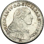 Italy 60 Grana Ferdinando IV 1794 P//M-AP KM# 214 FERDINAN IV D G SICILIAR ET HIE REX P coin obverse Italy 60 Grana Ferdinando IV 1794 P//M-AP KM# 214 FERDINAN IV D G SICILIAR ET HIE REX P coin obverse